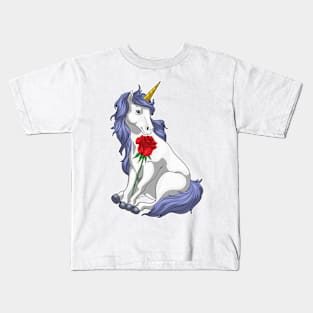 Unicorn Rose Flower Kids T-Shirt